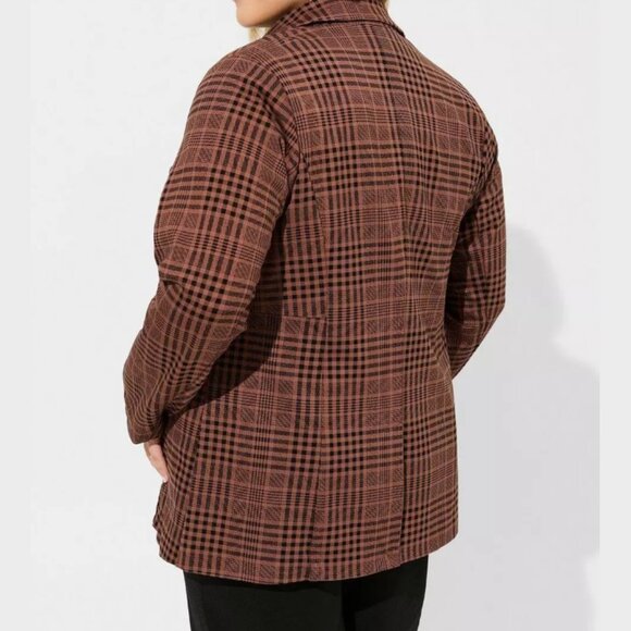 Double Breasted Blazer by Torrid, size 3x, brown plaid - Picture 6 of 7